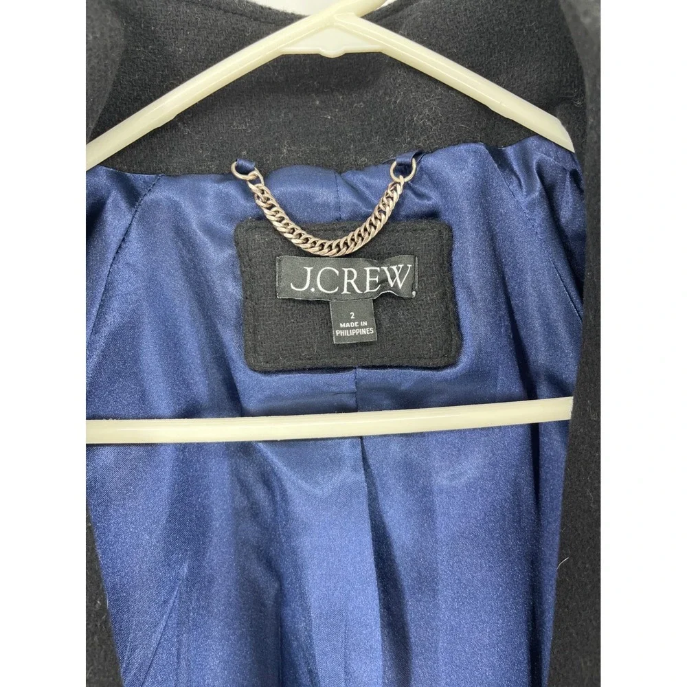 J.Crew‎ Black Stadium Cloth Wool Cocoon Coat Italian Fabric Gold Buttons Size 2 - Picture 5 of 10